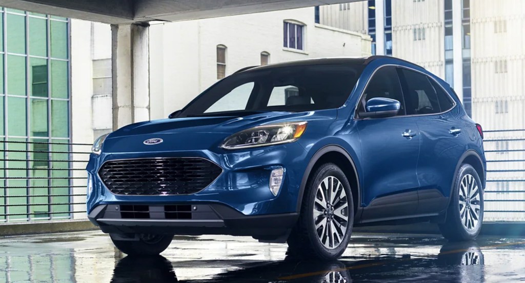 A blue 2022 Ford Escape compact SUV is parked. 