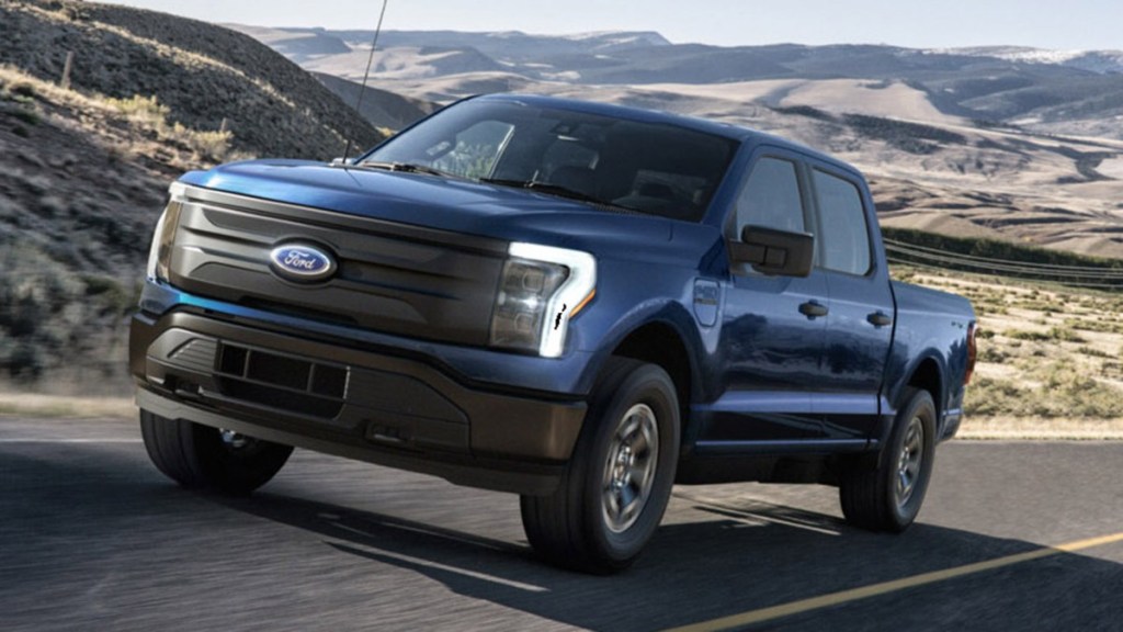 Ford F-150 Lightning Electric Truck on the road. driving clean with zero emissions