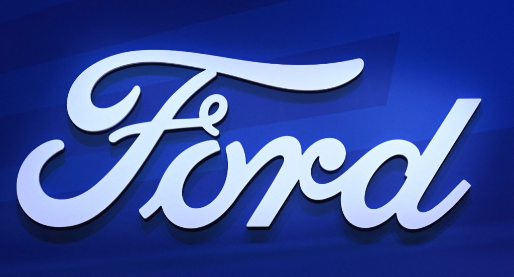 A blue Ford Motors logo. 