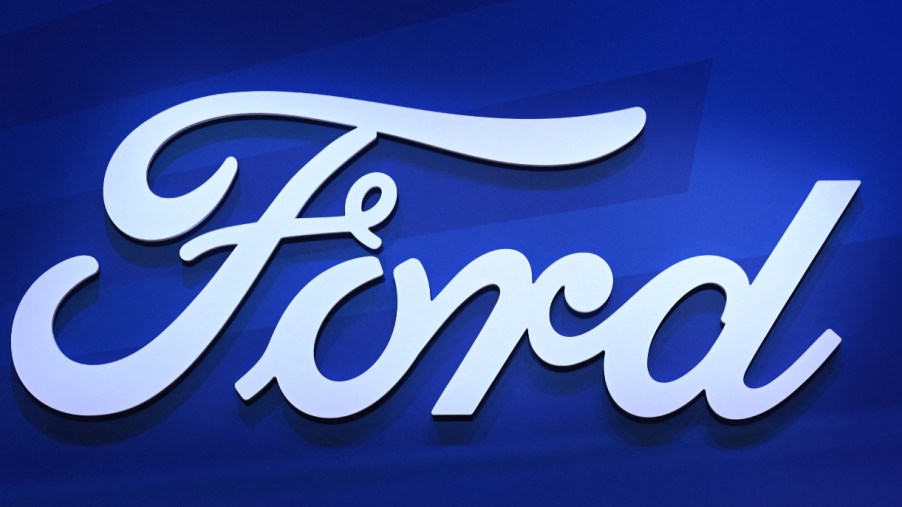 A blue Ford Motors logo.