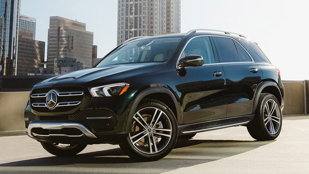Front angle view of black 2022 Mercedes-Benz GLE-Class, the car that is the biggest waste of money
