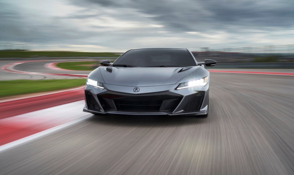 Front view of gray 2022 Acura NSX, one of the most underrated cars to buy in 2022