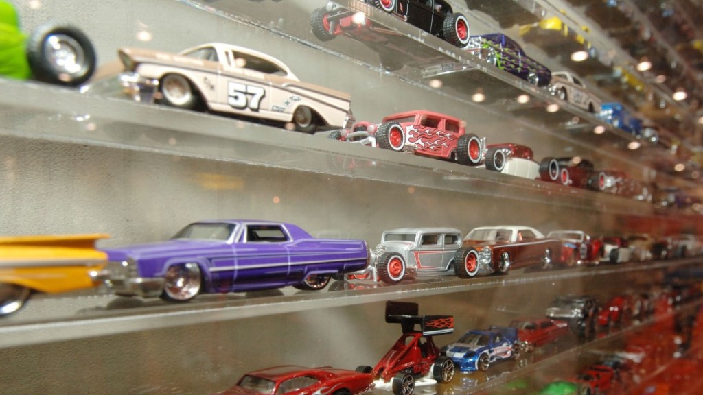 Hot Wheels cars displayed on a shelf, highlighting Colorado man that has a collection of over 30,000 Hot Wheels cars