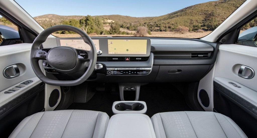 The gray interior a 2022 Hyundai Ioniq 5. 