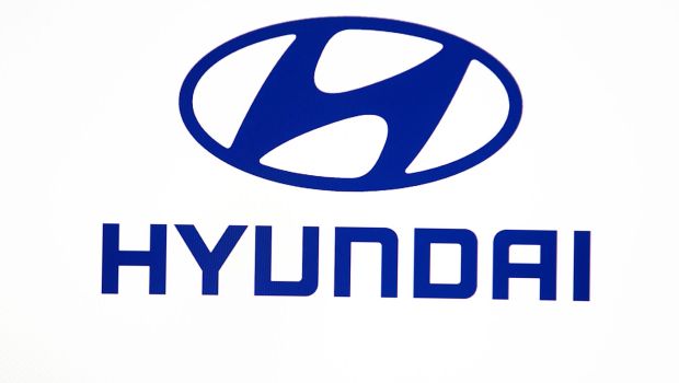 Hyundai South Korean automaker logo with dark blue text on a white background