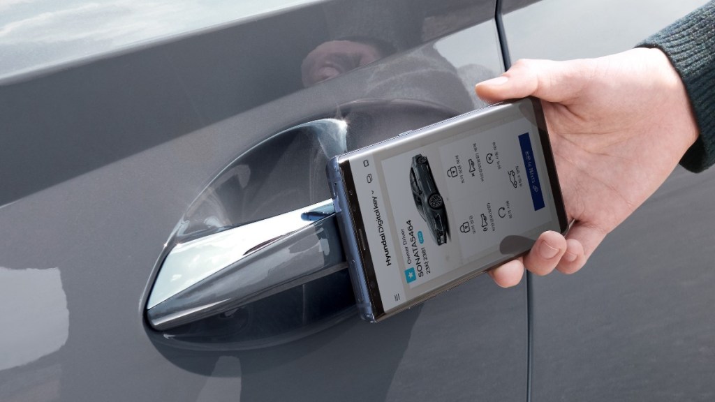 Showing how the Hyundai Digital Key works using the Blue Link app on a new 2022 Hyundai Sonata