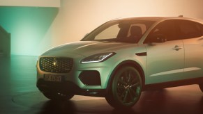 A silver Jaguar E-PACE