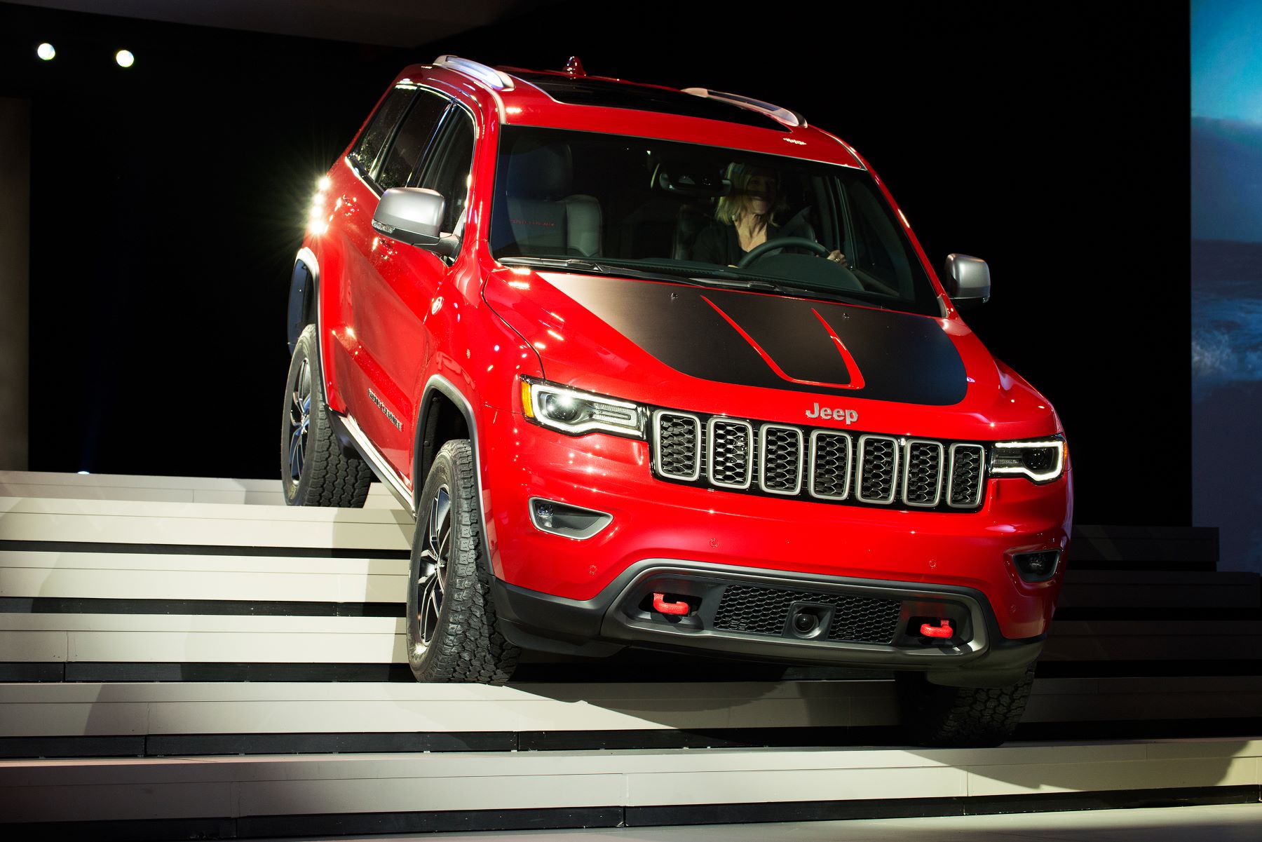 The Jeep Cherokee Trailhawk compact SUV presented at the 2016 New York International Auto Show