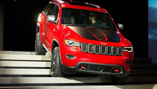 The Jeep Cherokee Trailhawk compact SUV presented at the 2016 New York International Auto Show
