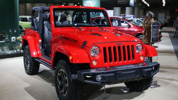 The Jeep Wrangler Rubicon off-road SUV seen at the 2016 New York International Auto Show at the Javits Convention Center