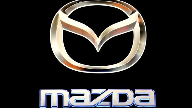 The Mazda logo seen at the Automobile Trade Fair in Barcelona, Spain