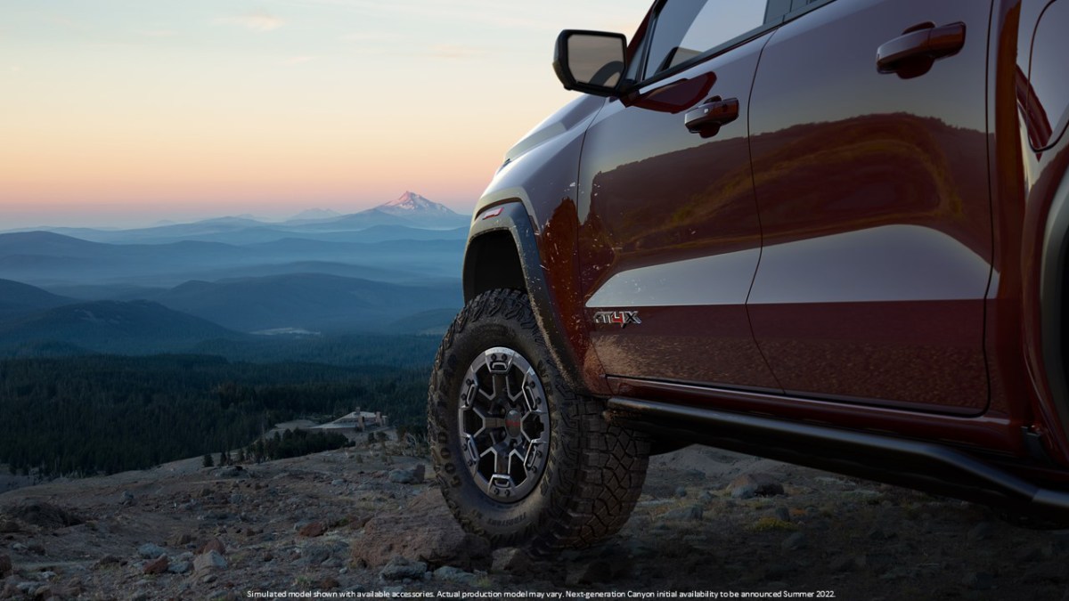 GMC has released a teaser image of the 2023 Canyon AT4X off-road truck. 