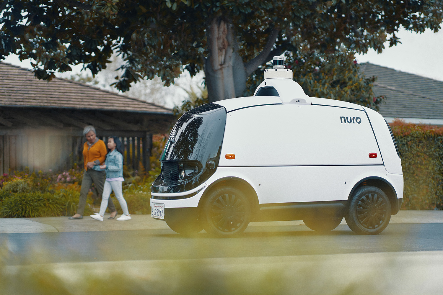 Nuro R2 Self-driving autonomous delivery vehicle on the road in California