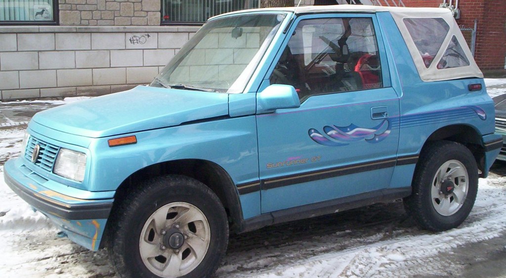 Wearing classic 90s colors, the Pontiac Sunrunner is a compact SUV not sold in the U.S.