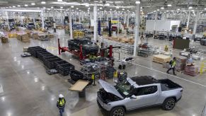 A Rivian plant production in Normal, Illinois, before the announcement of a second plant location in Georgia