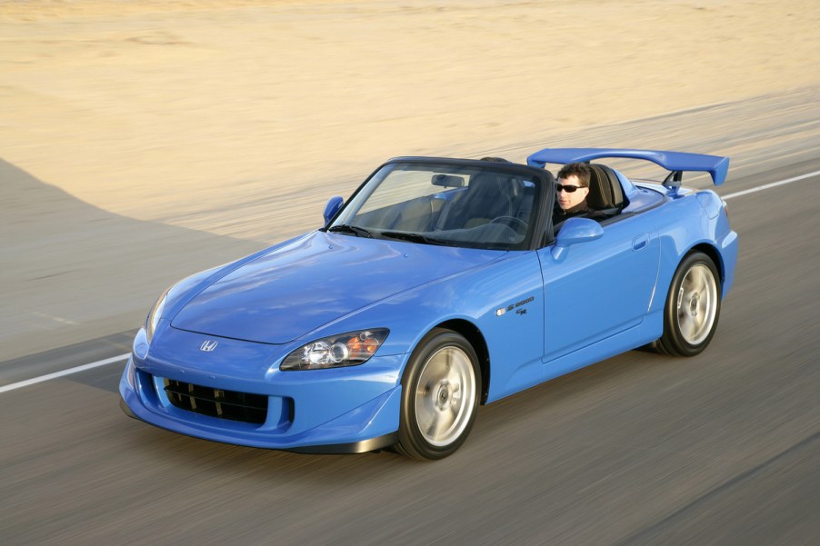 Blue 2009 Honda S2000 CR Club Racer front 3/4 on racetrack