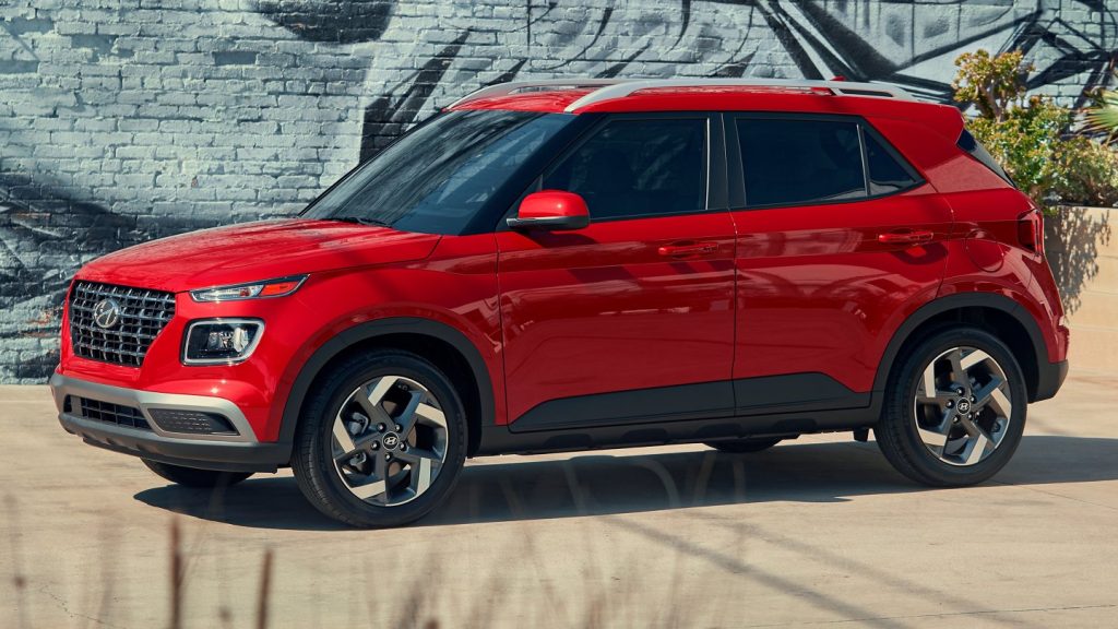 Side view of Scarlet Red Pearl 2022 Hyundai Venue