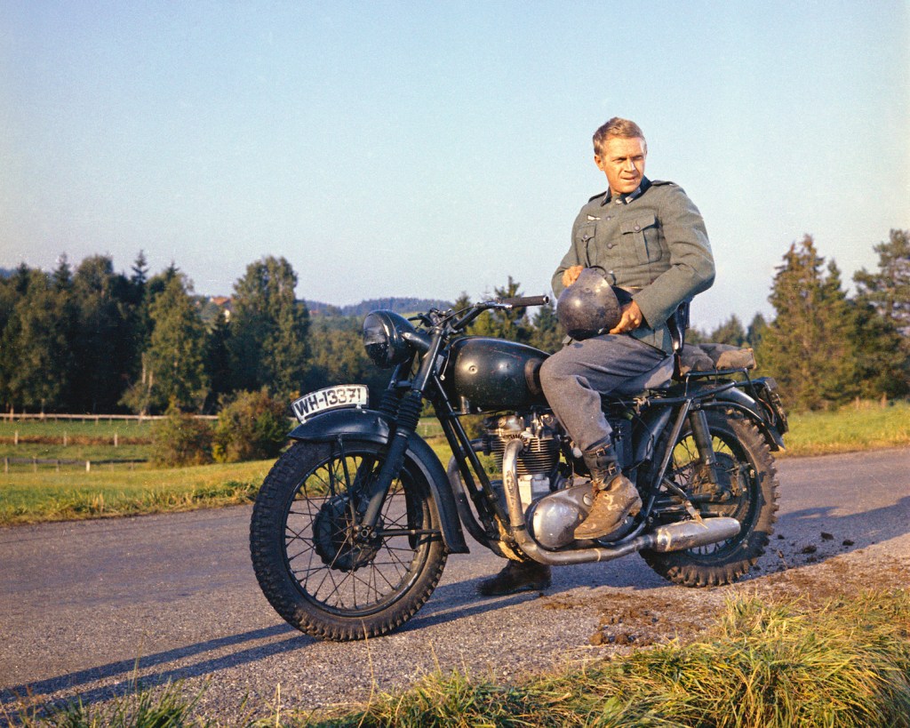 Still of Steve McQueen's motorcycle in The Great Escape