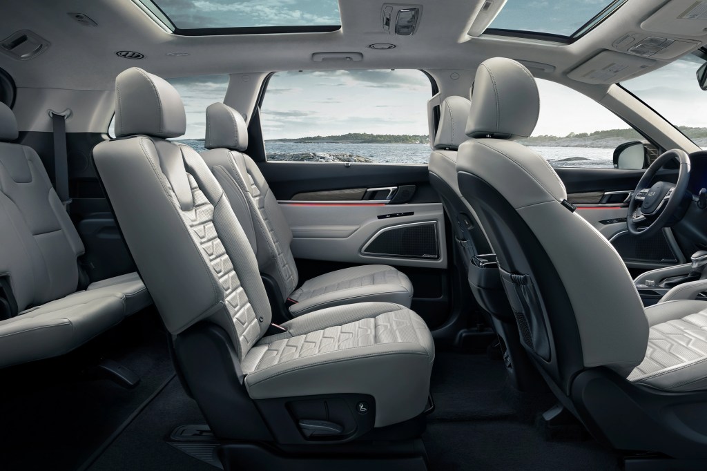 2022 Kia Telluride three row SUV interior upgraded for the new model year. features, passenger space, cargo space, and more make this three row SUV interior much better.