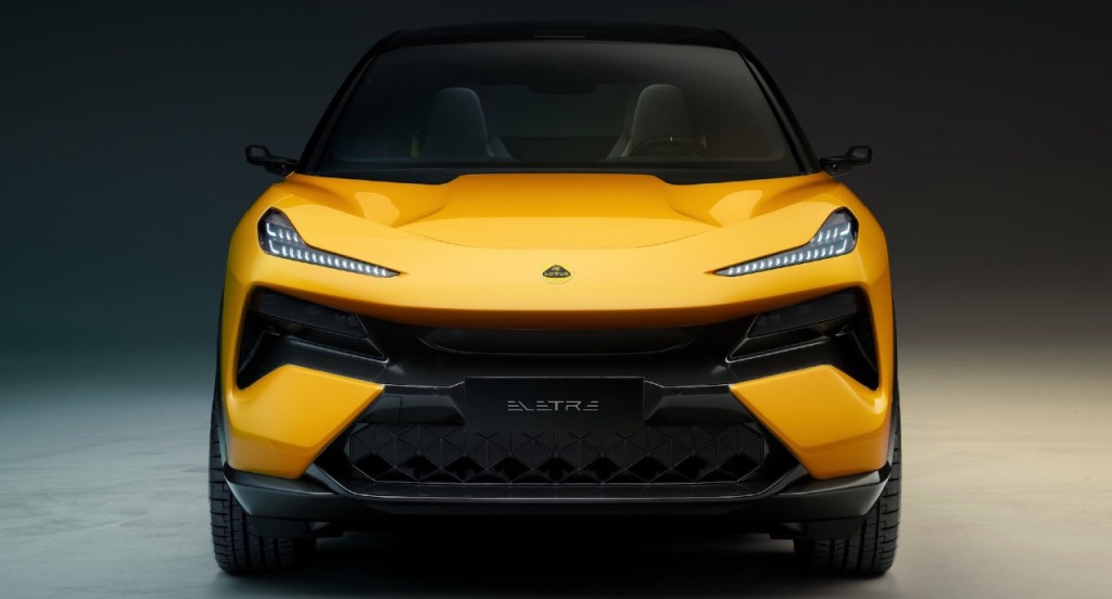 A yellow Lotus Eletre EV electric SUV. you should know these electric car terms. EVs are the future.