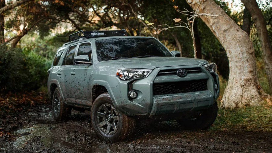 A green Toyota 4Runner midsize SUV is parked outdoors.