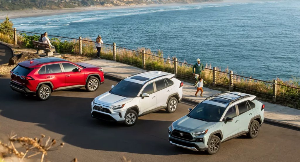 2022 Toyota RAV4 Hybrid small SUVs are parked.