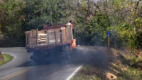 Diesel truck rolling coal