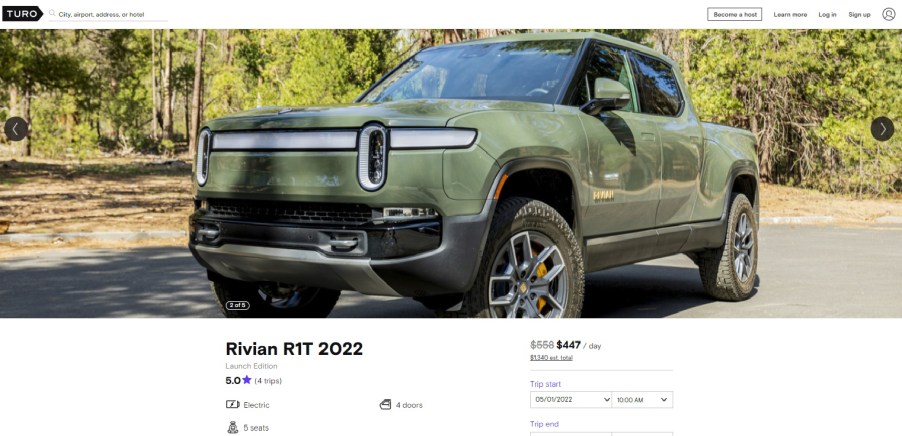 Rental Rivian R1T truck