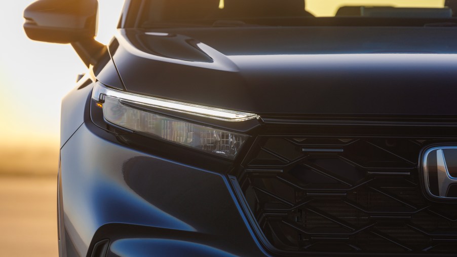 A teaser image of the front of a Honda CR-V