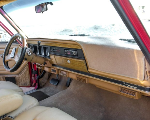 The interior of a 1986 Grand Wagoneer shows how Jeeps have evolved. 