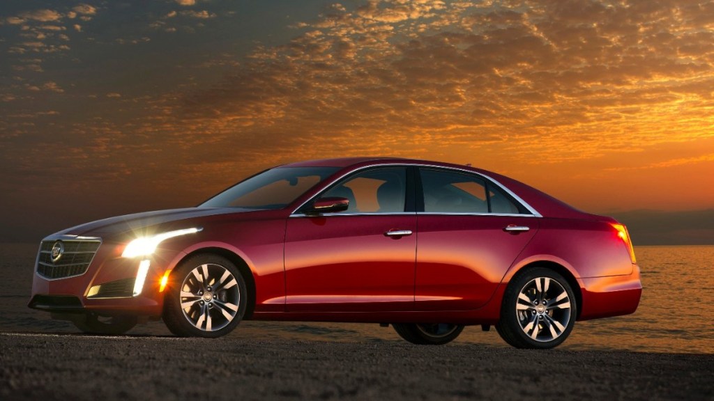 a luxurious and sporty 2014 cadillac cts parked at sunset 