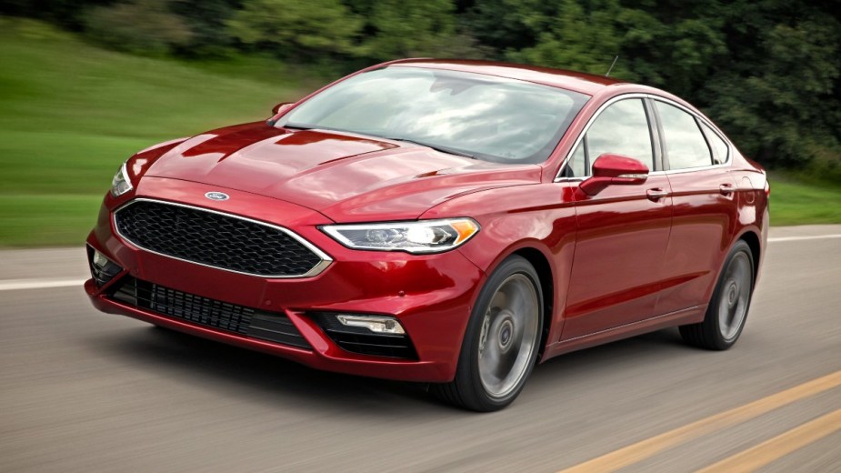 a red 2017 ford fusion sport, a great used sports sedan