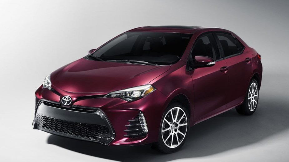 a burgundy 2017 toyota corolla which could be one of the used cars certified by nissan
