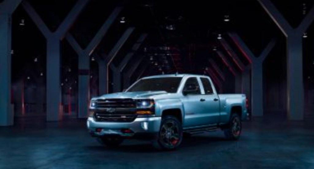 A gray 2018 Chevrolet Silverado 1500 full-size pickup truck.