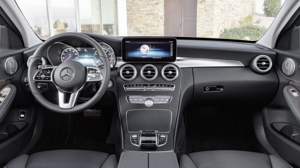 the luxurious interior of the 2019 mercedes-benz c-class sedan, one of the best used luxury cars