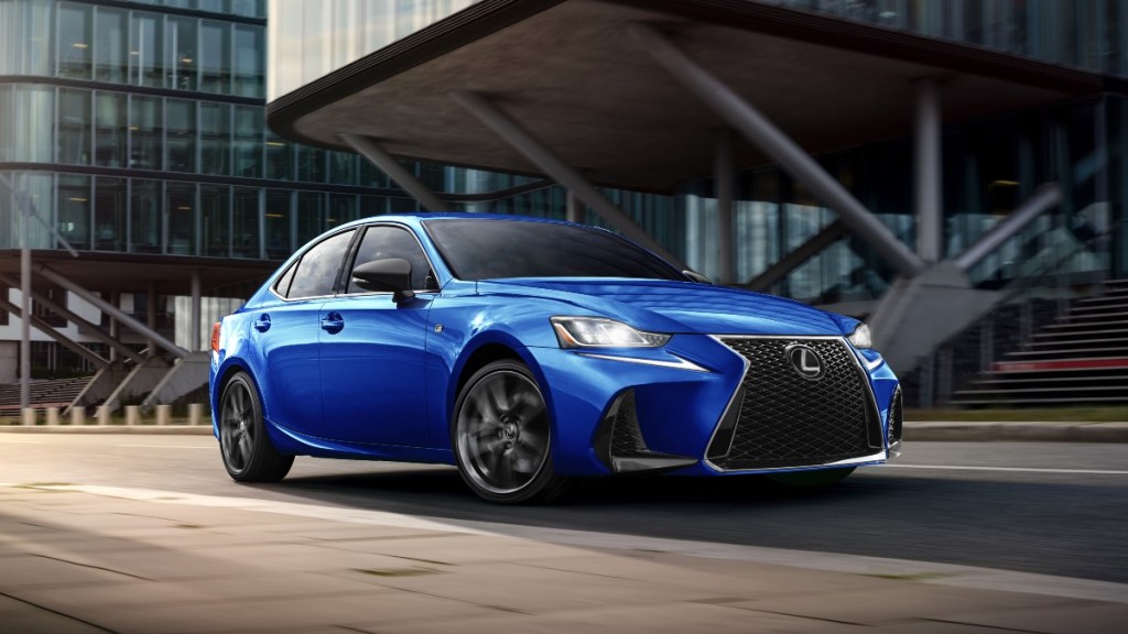 a blue 2020 lexus is zooms along a trip showing off its good performance
