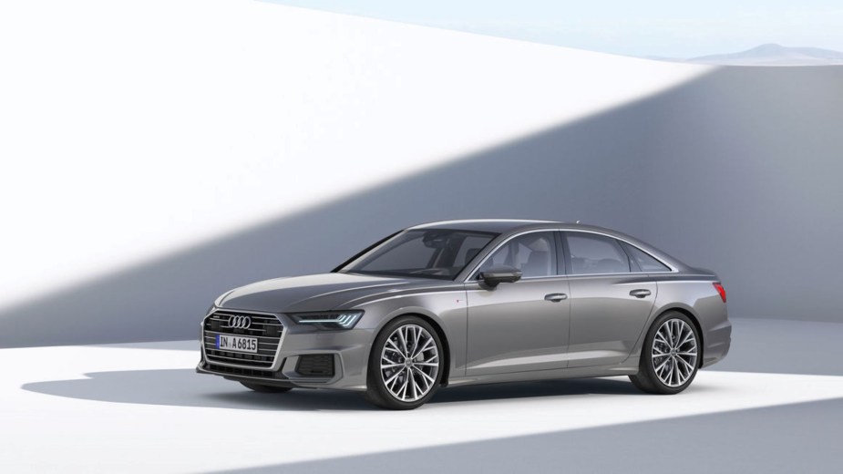 A promotional photo shot of the 2022 Audi A6 luxury sedan/executive car model