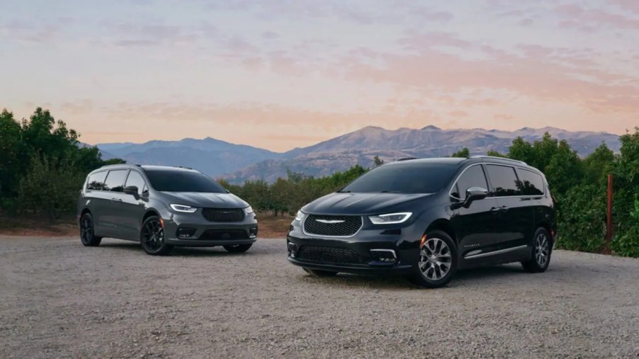 2 2022 Chrysler Pacifica minivans. The name will be used for an electric minivan coming soon.