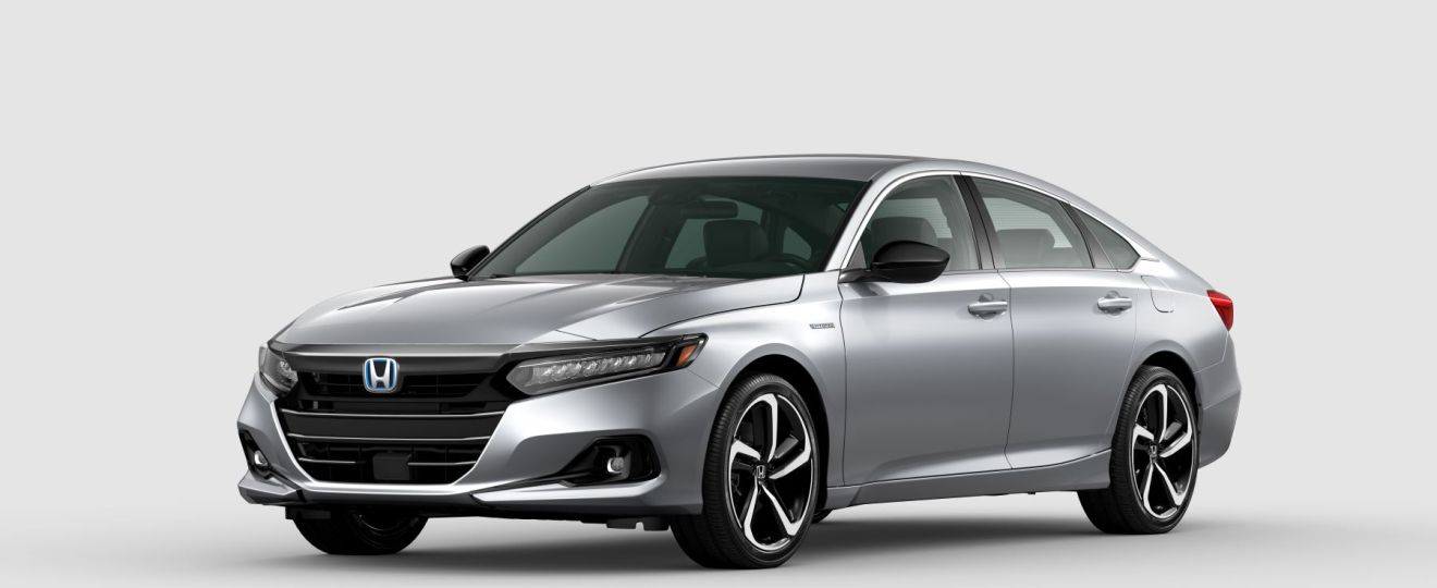 A promotional photo of the 2022 Honda Accord Hybrid Sport midsize sedan model