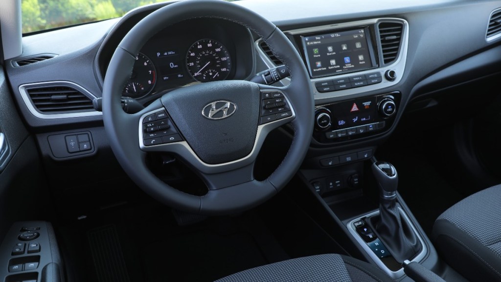 the modern and well-equipped interior of a new 2022 hyundai accent limited