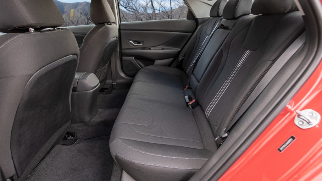 the comfortable rear seat of a 2022 hyundai elantra