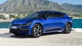 This blue 2022 Kia EV6 could be the sporty electric SUV you love to drive.