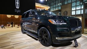 A black 2022 Lincoln Navigator in an indoor environment.