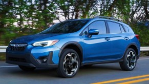 A blue 2022 Subaru Crosstrek subcompact SUV