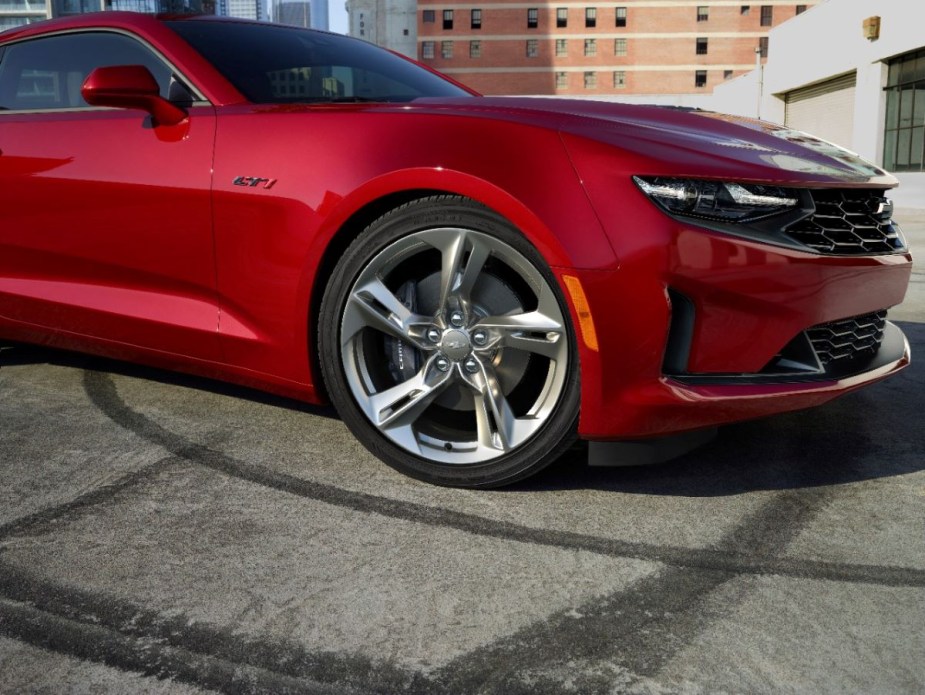 Red 2022 Chevrolet Camaro, a better sports car deal than the 2022 Ford Mustang