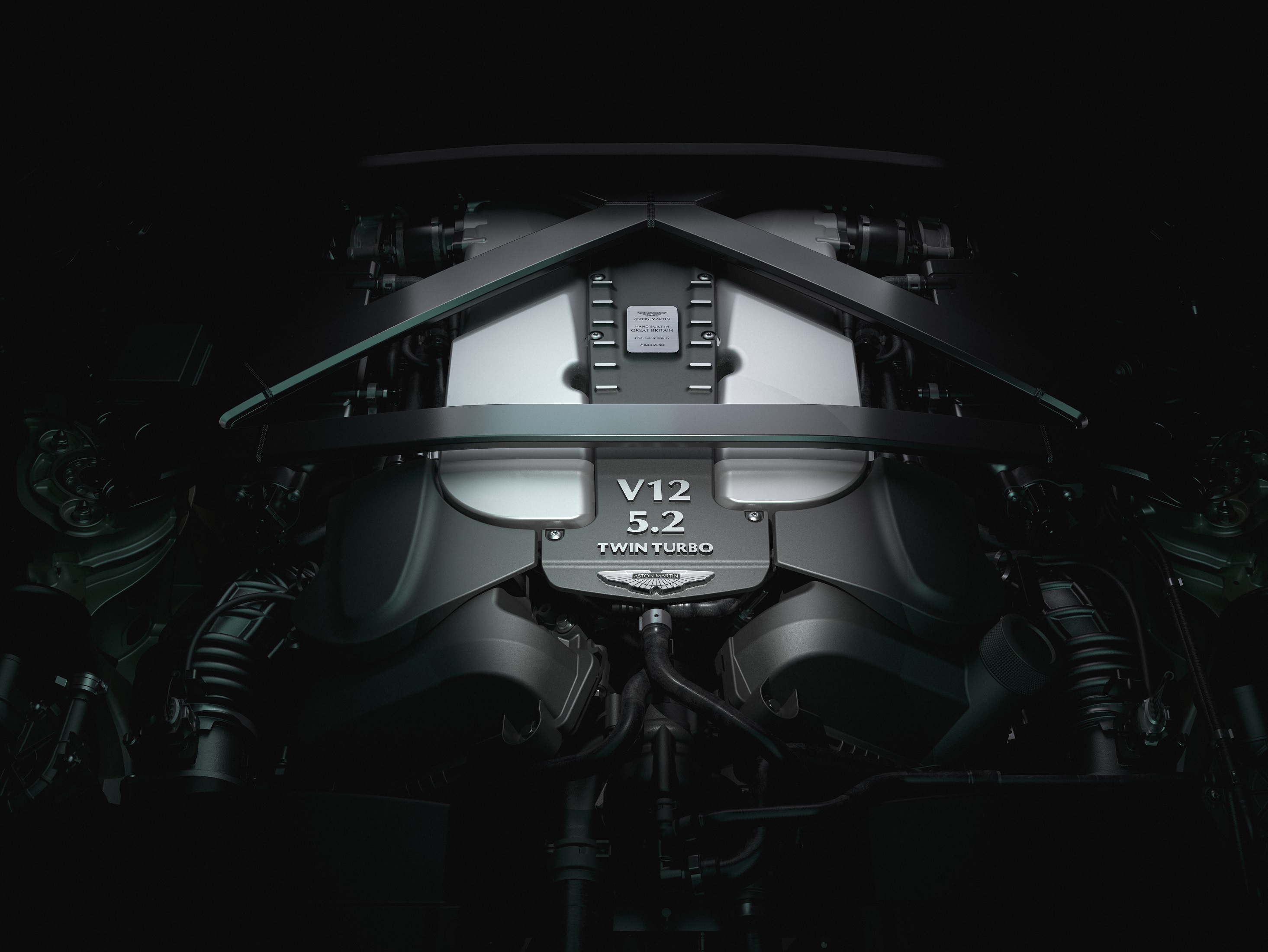 The 2023 Aston Martin V12 Vantage's 5.2-liter twin-turbocharged V12