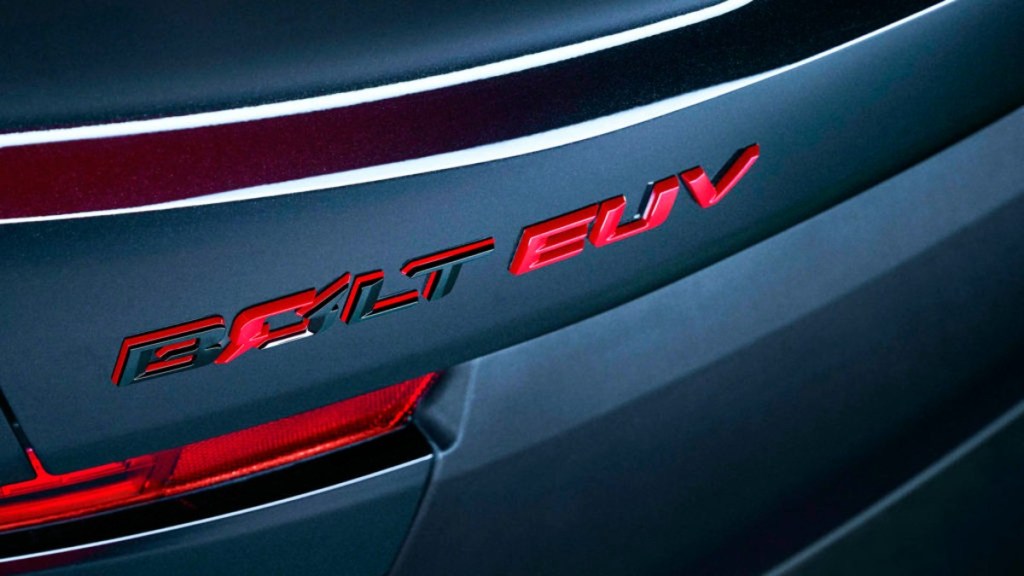 The rear 2023 Chevrolet Bolt EUV Redline Edition Badge does look pretty cool