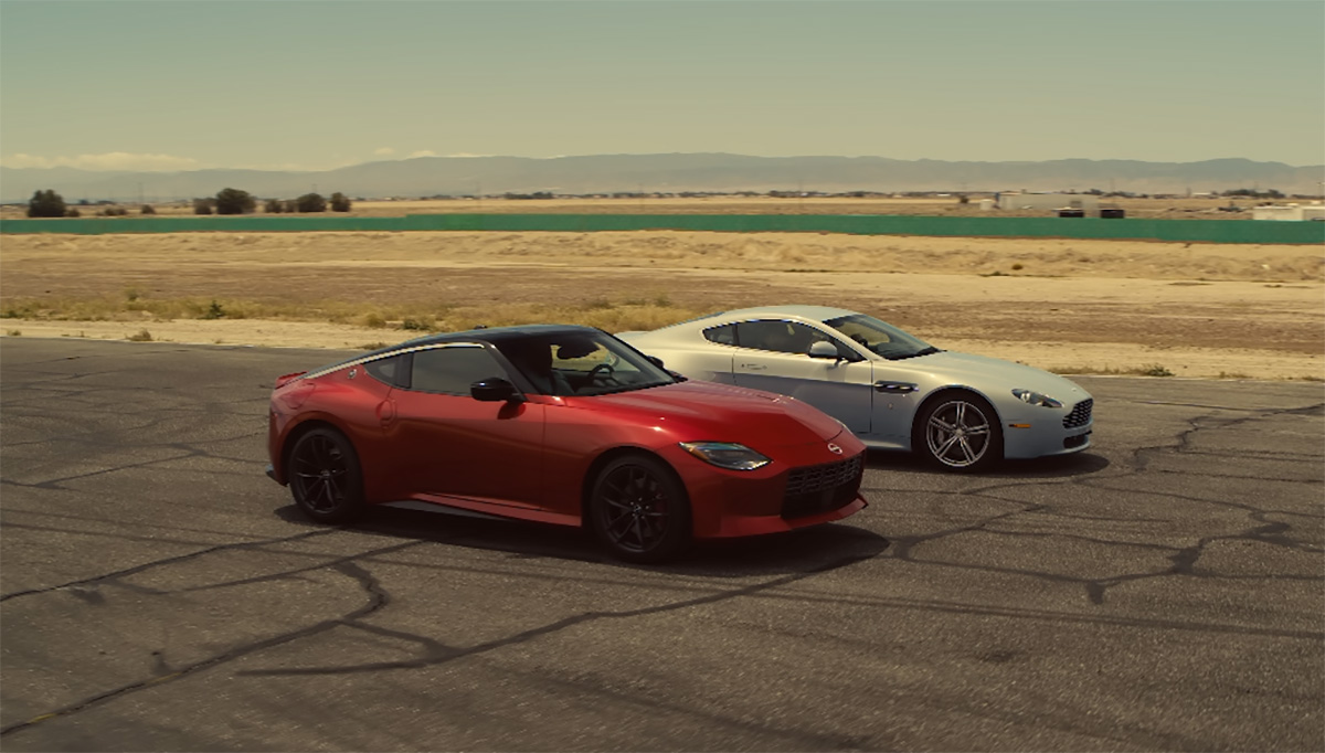 All-new red manual 2023 Nissan Z races against 2010 Aston Martin V8 Vtange in Hagerty video