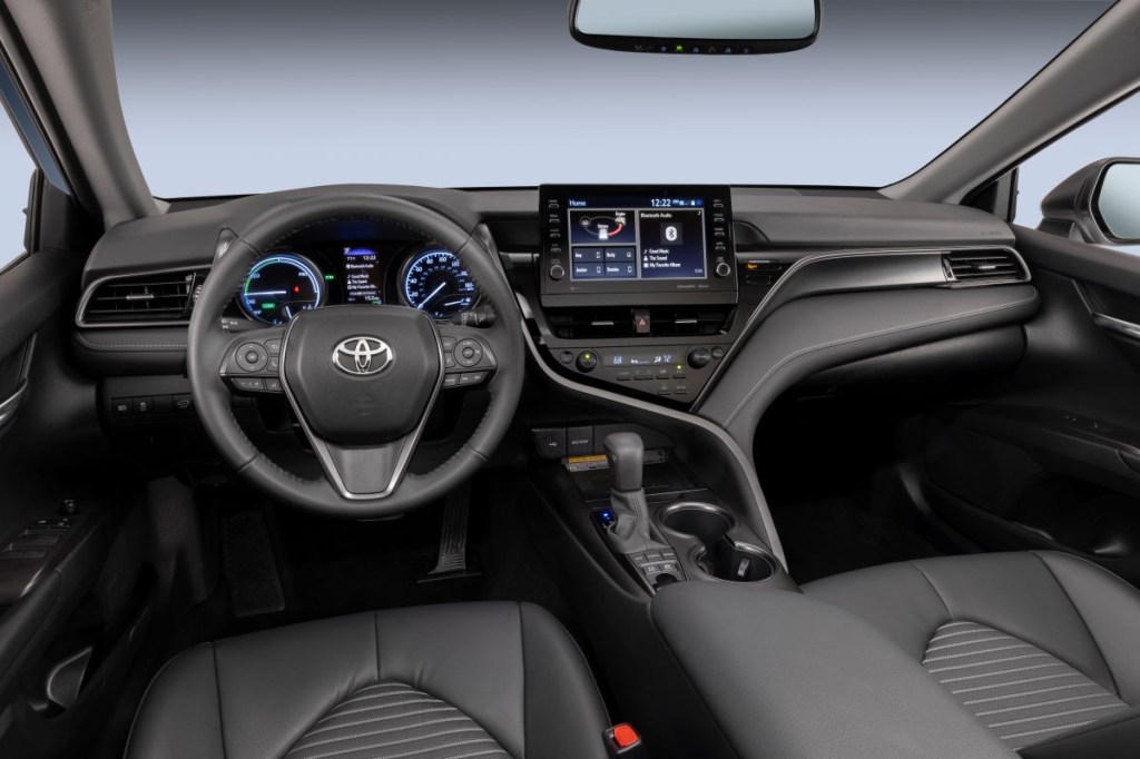 All-black interior of the 2023 Toyota Camry Nightshade Edition. The Camry SE has the same interior