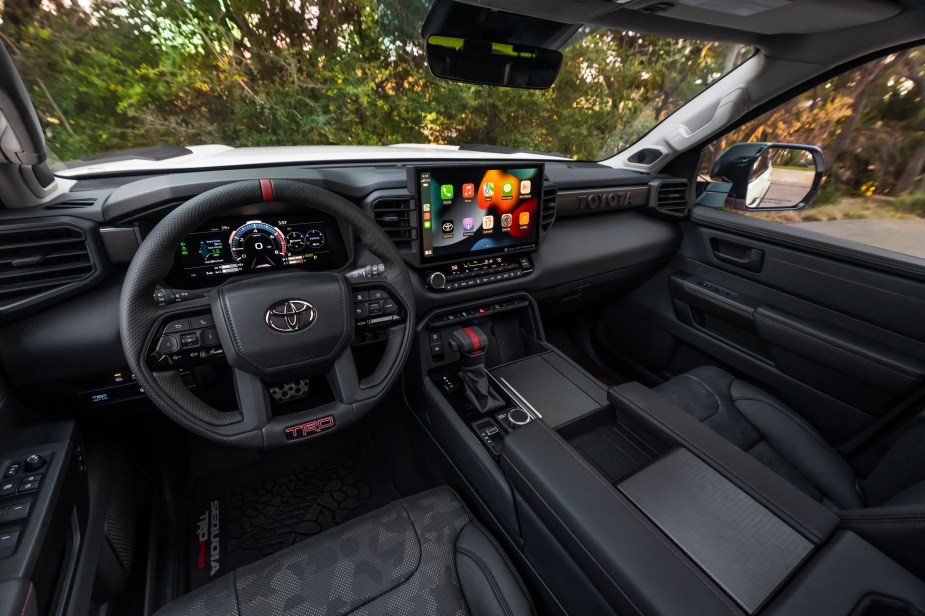 The interior of the 2023 Toyota Sequoia comes with a lot of new tech, and one reason to buy a 2023 Toyota Sequoia. 